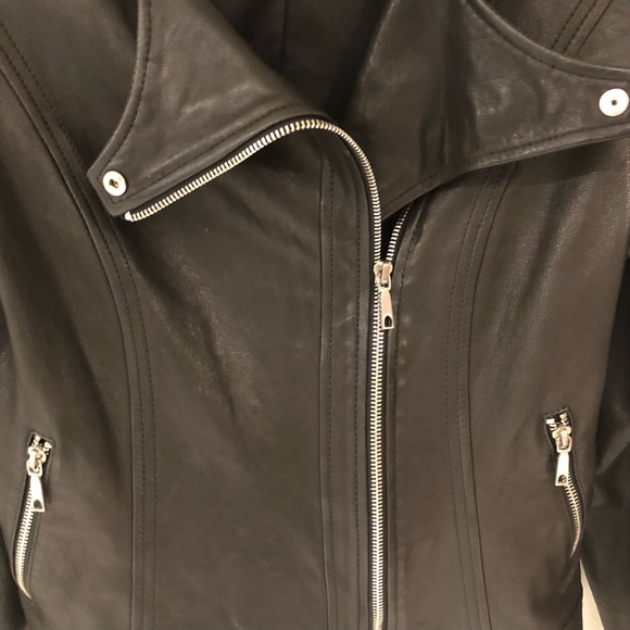 Lafayette 148 Black Leather Moto Jacket - Picture 4 of 16